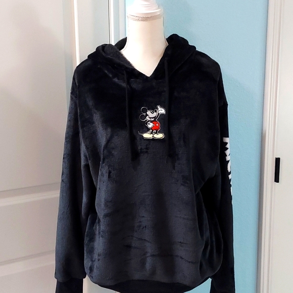 NWOT Disney Mickey Mouse Fleece Hoodie with Side Mockery Mouse Insignia 1X #403 - Picture 1 of 8